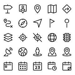 Obraz premium Outline icons set for Time and location.