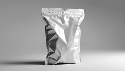Mockup 3D emballage sachet plastique froissé, emballage réaliste déchet poubelle recyclage.
