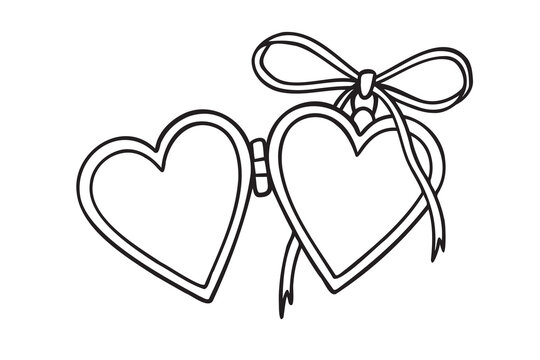 Heart locket icon doodle hand drawn. Outline drawing heart locket line clipart symbol