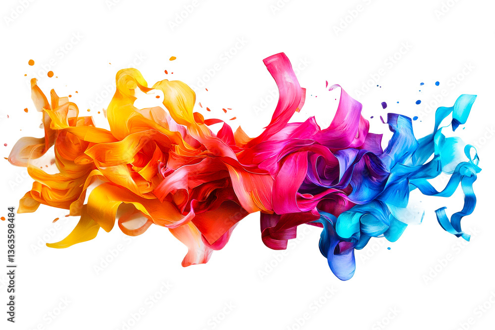 Poster dynamic color splash abstract design creative vibrant mood isolated on transparent background