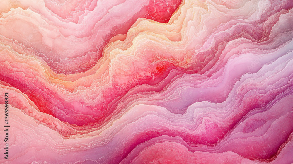Poster abstract pink and white layered pattern resembling marble or agate stone texture with soft color gra