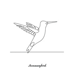 One continuous line drawing of Hummingbird animal vector illustration. Bird animal themes in simple linear style vector design concept. Animal bird family for your asset design and educational purpose