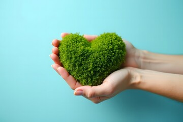 World Earth Day concept with green plant forming a heart on a blue background 2025