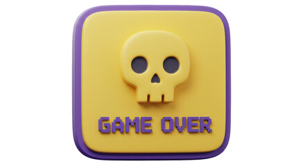 Isolated Game Over Skull Yellow Icon