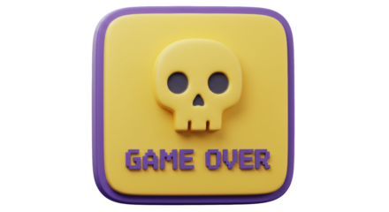 Isolated Game Over Skull Yellow Icon