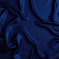 Obraz premium Navy blue silk satin. Silky shiny fabric. Dark luxury background with space for design. Banner. Wide. Long. Panoramic. Template. Empty. Flat lay, top view table. Beautiful.Elegant.Birthday,Christmas.