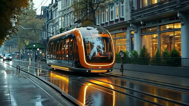 High-tech public transportation system with autonomous buses and bikes