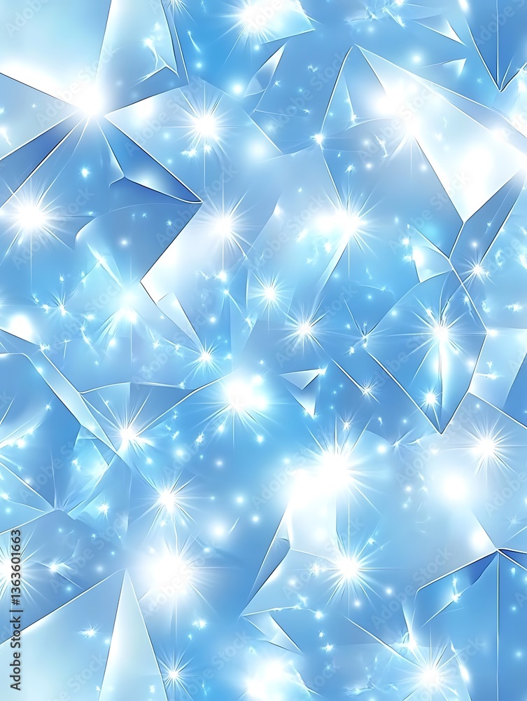 Poster abstract ice pattern background with sparkling lights and geometric shapes