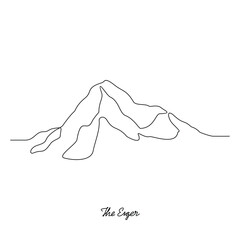 One continuous line drawing of The Eiger mountain vector illustration. Mountain themes simple linear style vector design concept. Nature and outdoor for your asset design and education purpose.	