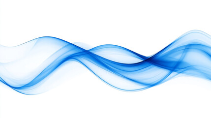 Fototapeta premium Abstract blue waves flowing across a white background creating a smooth and dynamic visual effect