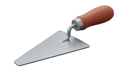 Isolated Trowel with Wooden Handle for Construction and Masonry Work