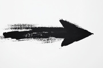 A black painted arrow pointing right on a white background with a rough textured appearance art style