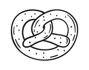 Pretzel doodle hand drawn icon. German pretzel traditional drawing clipart line isolated element.