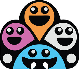 Fototapeta premium funny and cute colorful monsters for Halloween with big open mouths as copy space