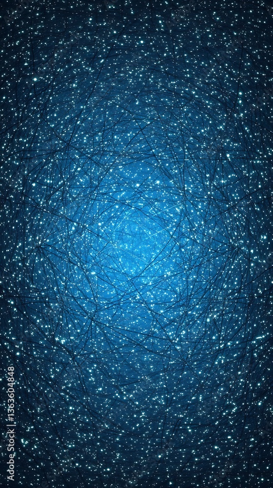 Poster blue luminosity with interconnected lines and dots for digital design