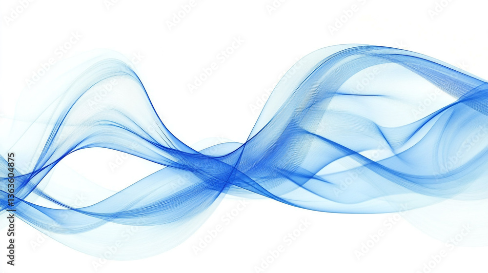 Aufkleber abstract blue waves flowing across a white background creating a smooth and ethereal composition