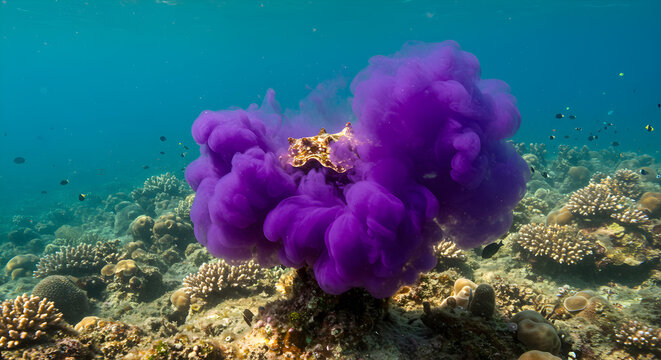 Sea hare's vibrant purple ink cloud, a remarkable defense mechanism underwater