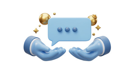 Fototapeta premium Isolated Hands Holding Speech Bubble with Decorative Stars