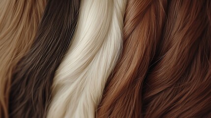 Colorful hair strands close-up