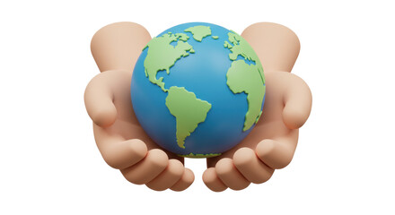 Isolated Hands Cupping a Globe Representing Global Care