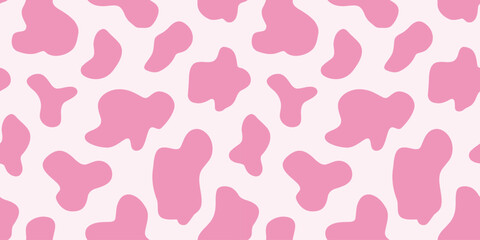 Cow print pink vector seamless cow pattern design. Abstract seamless cow animal skin for girls repeat background