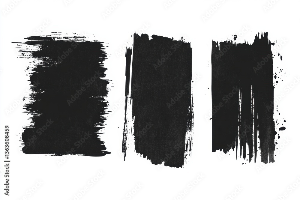Poster creative black vector rough edge rectangles for dynamic design projects with hand-drawn grunge aesth
