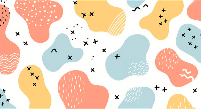 Abstract Organic Shapes Pattern, X Plus Geometric Accents