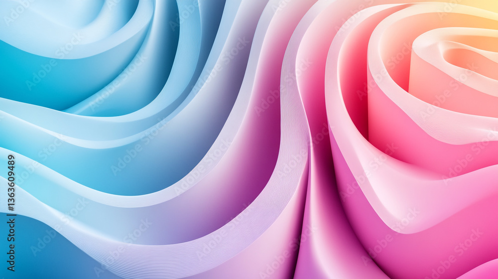 Poster abstract gradient waves flowing from blue to pink creating a mesmerizing and smooth transition effec