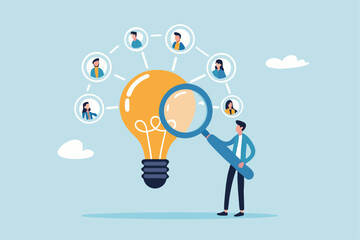 Capacity planning, resource management or efficiency analysis, demand provisioning, redundancy or utilization forecast, resource allocation concept, businessman magnify lightbulb capacity plan.