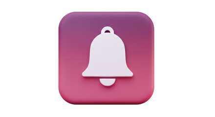 Isolated Notification Bell Icon with Gradient Background