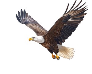 Fototapeta premium A majestic eagle soaring gracefully with widespread wings in flight