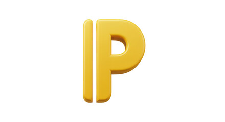 Obraz premium Isolated 3D Render of Interlocked Yellow Initials 'IP' Symbol