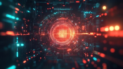 Abstract Futuristic Technological Interface Visualization with Data Transmission