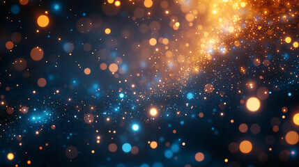 Fototapeta premium blue and gold lights swirl in a cosmic dance, symbolizing transformation and limitless possibilities. Digital fractal art creates a dynamic, ethereal atmosphere, evoking wonder and inspiration