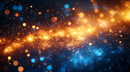 blue and gold lights swirl in a cosmic dance, symbolizing transformation and limitless possibilities. Digital fractal art creates a dynamic, ethereal atmosphere, evoking wonder and inspiration