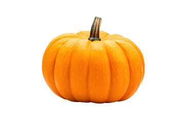 Obraz premium Bright orange pumpkin on black background with detailed texture, cut out