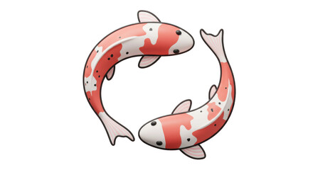 Isolated Two Koi Fish Swimming in a Circular Pattern