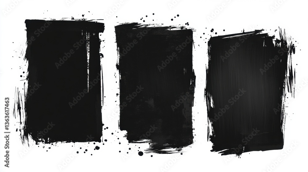 Poster black vector rough edge rectangles for creative design and collage use in various art projects and l