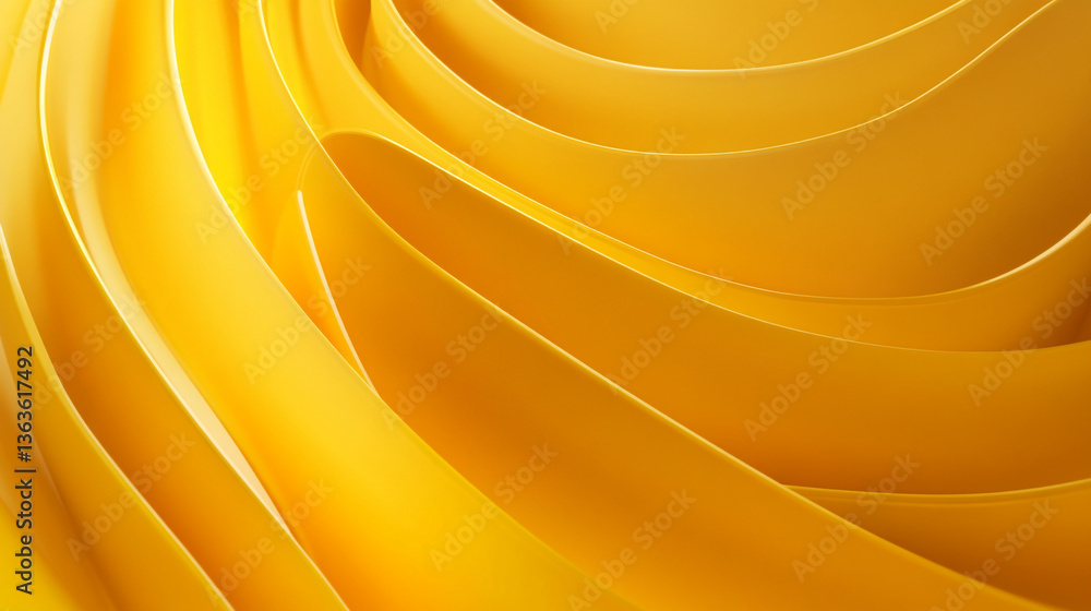 Poster abstract yellow curved shapes creating a layered effect with light and shadow interplay design