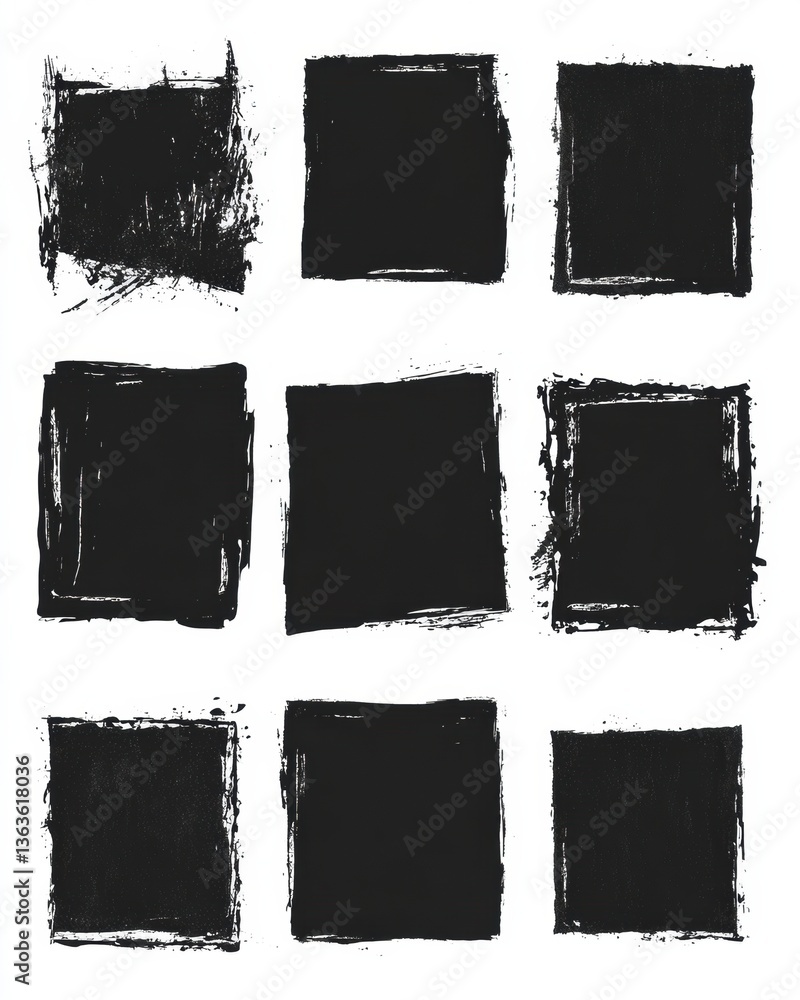 Poster black vector rough edge rectangles featuring grunge frames and hand-drawn ripped paper backgrounds f