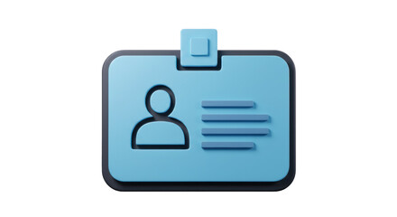 Isolated Blue ID Card with Profile Icon