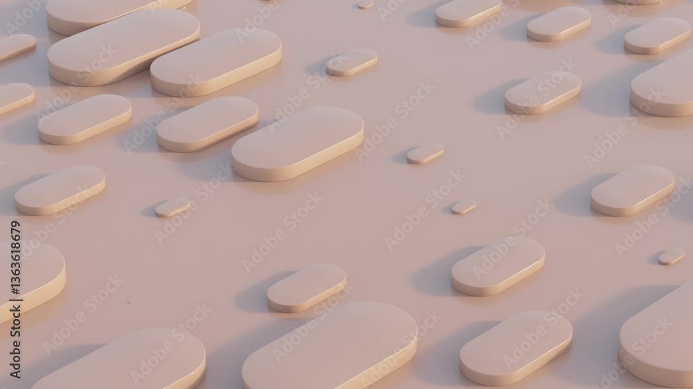 Poster abstract 3d render, minimal mocha mousse shapes in a flowing loop of symmetry, seamless animation fo