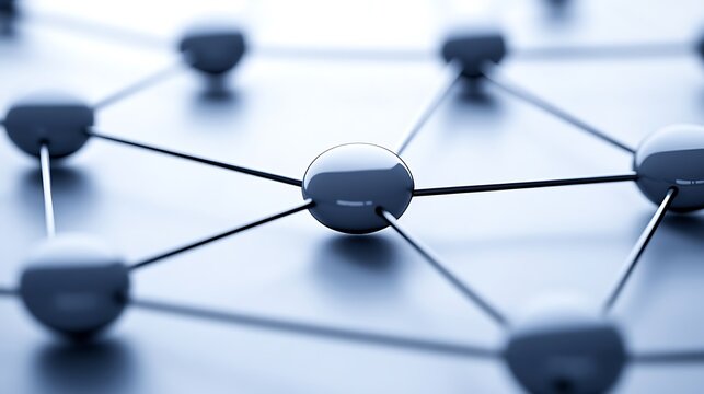 An abstract illustration of connected spheres and linking lines