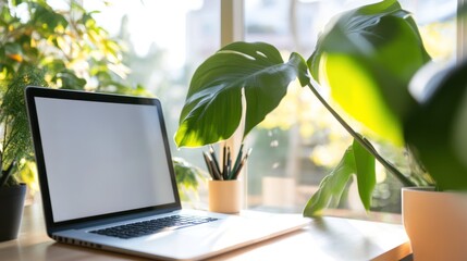 Laptop plant work productivity