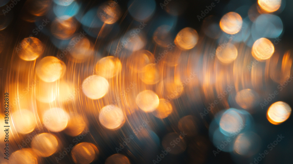 Poster abstract blurred background of golden and blue bokeh lights creating a dreamy atmosphere effect