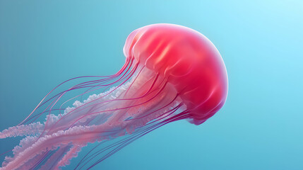 Pink Jellyfish Underwater in Aquamarine Water