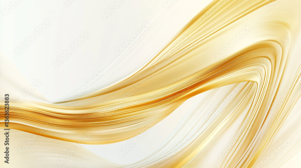 Poster abstract golden waves flowing across a light background creating a dynamic and elegant design