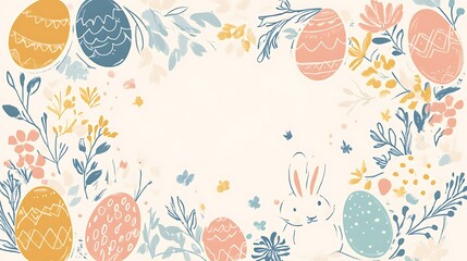 Easter eggs with bunny, and floral frame. (1)