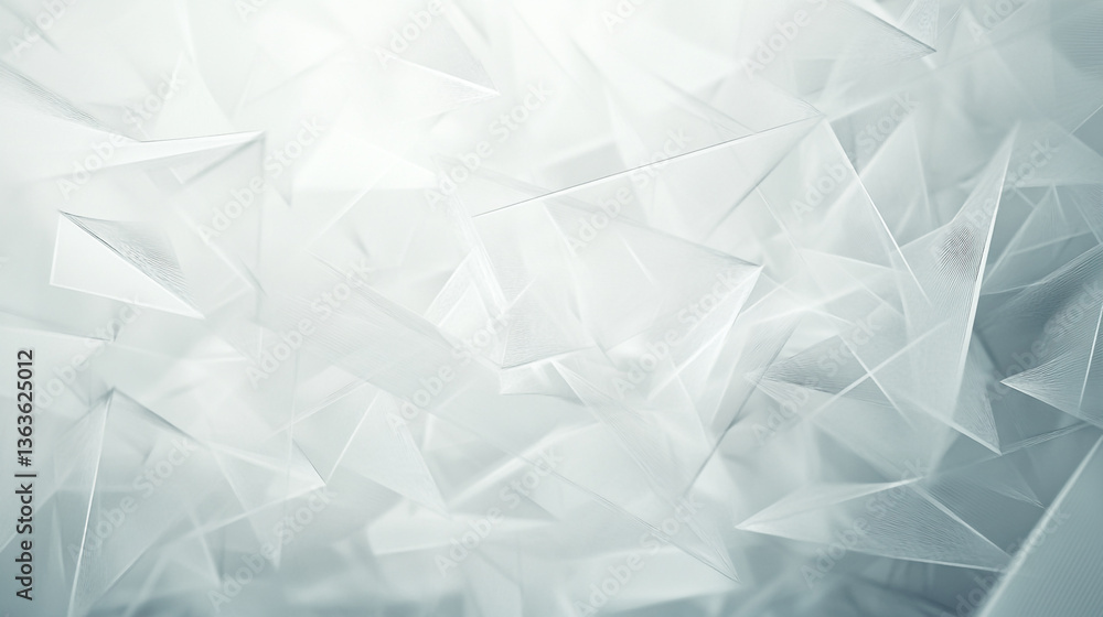 Poster abstract background with white and light blue triangles forming a dynamic and geometric pattern desi