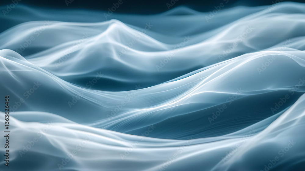 Poster abstract blue and white waves flowing gently across the frame creating a calming and serene effect